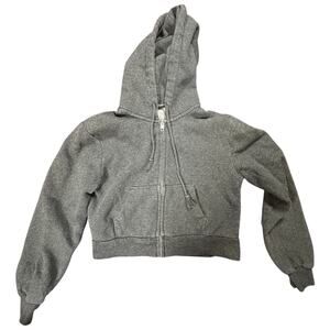 Brandy Melville Black Cropped Zip Up Hoodie Sweatshirt Fleece – Women’s One Size